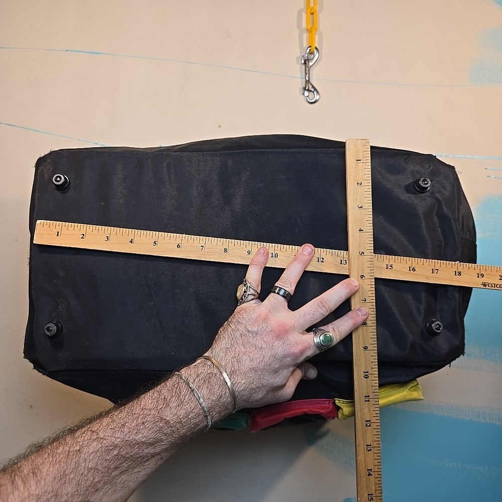 Vtg 1990s United Colors Of Benetton Nylon Duffel Black Logo Colorblock Pockets - Picture 8 of 16